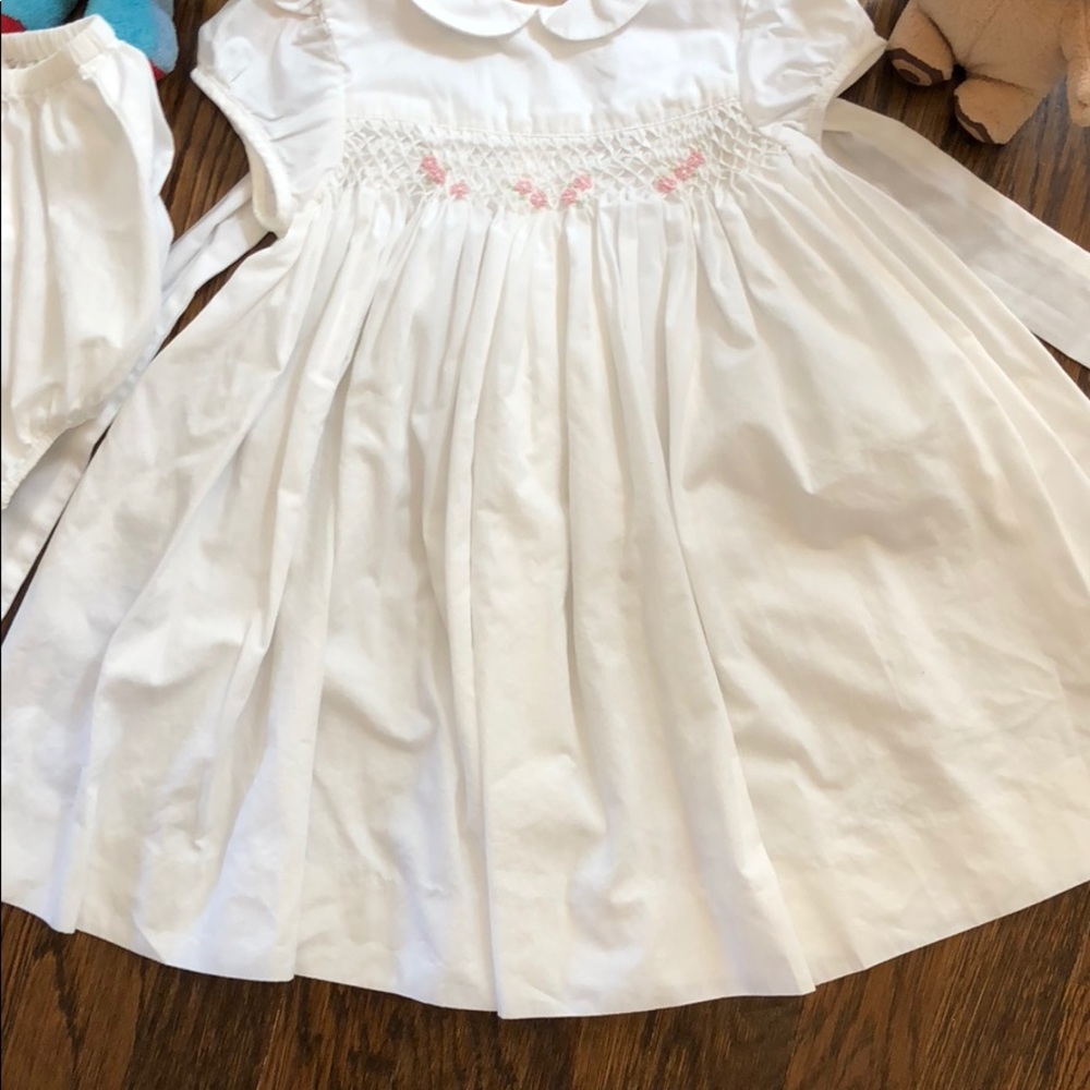 Jacadi white smocked dress with matching bloomer - Picture 4 of 5